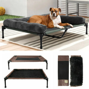 Extra Large Cooling Elevated Dog Bed with Bolster, Waterproof