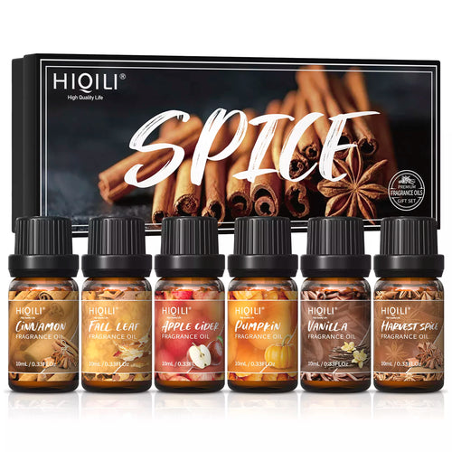 HIQILI Spice Fragrance Oils, TOP 6 Gift Set, 100% Pure Perfume Oil for Aromatherapy