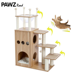 Pet Cat Tree House Tower with Scratch Posts / Play Balls