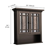 Teamson Home Windsor Wooden Wall Cabinet with Glass Mosaic Doors, Dark Espresso
