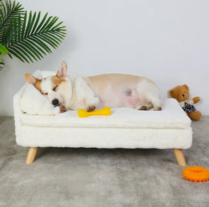 Elevated Pet Bed, Pet Stool Bed with Cozy Pad Waterproof, with Sturdy Wood Legs