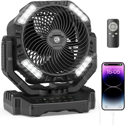 Camping Fan, 40000mAh Oscillating Rechargeable Battery, Portable Battery Powered Outdoor Tent Fan