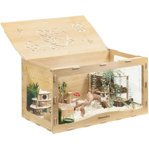 MEWOOFUN Wooden Hamster Cage Small Eco-Friendly High Quality Design