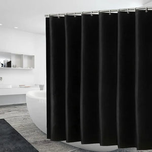 Heavy Duty Solid Shower Curtain Fabric Waterproof Long Stall Size 230CM Black White Grey Brown Blue Color