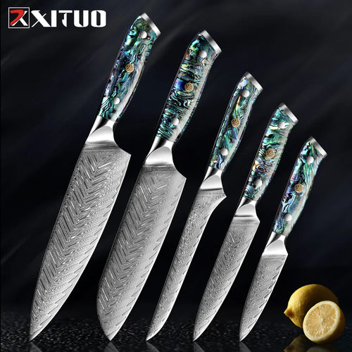XITUO 1-5 PCS Damascus Steel knife Set