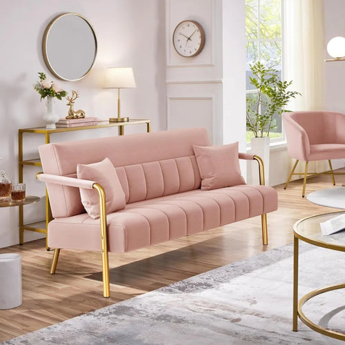 56.6″W Modern Loveseat 2 Seater Sofa, Velvet Fabric