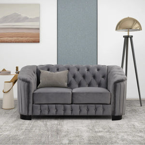 64" Velvet Upholstered Loveseat with Thick Removable Seat Cushion