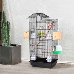 39" Metal Bird Cage with Perches and Toys, Durable, Sturdy, Heavy-Duty, Safe