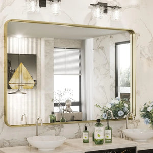 Gold Bathroom Mirror for Wall 40 x 30 Inch, Aluminum Alloy