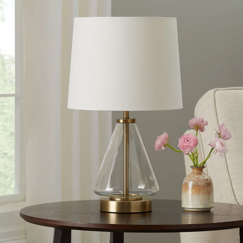 Glass with Black Base Table Lamp, 18