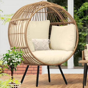 Garden Egg Chair, Wicker Outdoor Indoor - Beige